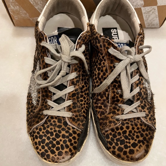 Golden Goose Superstar Glittered Leopard Sneakers Size 37 - Picture 5 of 7